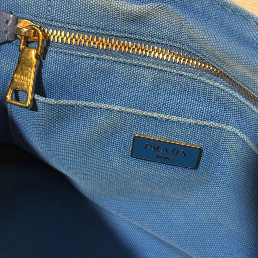 Prada Preloved Blue Canapa Tote / Crossbody - Picture 8 of 10